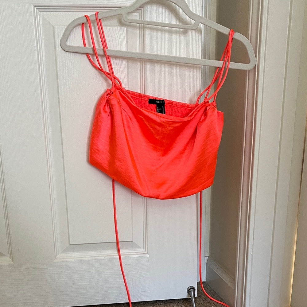 Forever 21 Neon Orange Satin Skirt